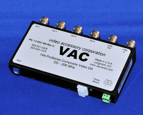 VAC 11-533-104 1x4 Composite Video Distribution Amp with BNCs & Loopthru