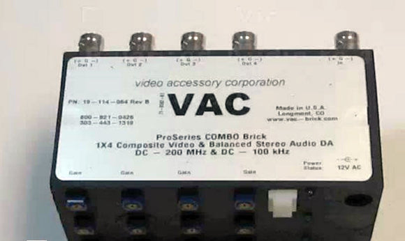 VAC 19-114-064 1x4 Combo Composite Video plus Bal Stereo Audio DA