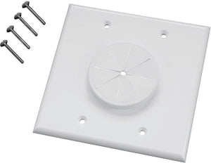 Midlite 2GIV-GR2 2 GANG Wireport Wall Plate with Grommet- Ivory