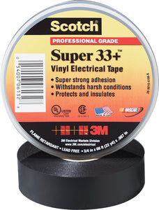 3M Scotch Super 33+ 7 Mil Pro Grade Electrical Tape 3/4 Inch x 52 Foot