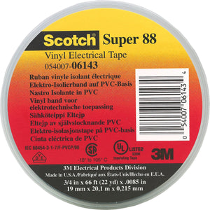 3M Scotch Super 88 Heavy Duty Grade Vinyl Electrical Tape 3/4In.x44FT