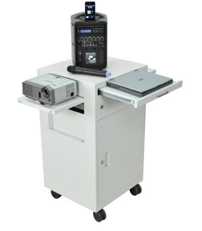 AmpliVox SN3375 Multimedia Cart with Locking Cabinet