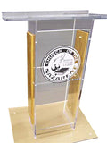 AmpliVox SN3540 Clear Acrylic & Wood Floor Lectern (3 wood accents)