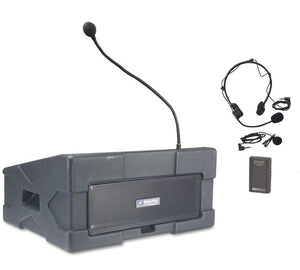 AmpliVox SW124-UHF-CD Roving Rostrum Podium PA with UHF Wireless and CD Player