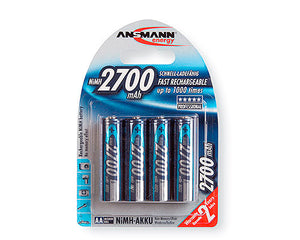 Ansmann 5030842 Mignon NIMH Rechargeable Battery AA 2700mAh - Pack of 4