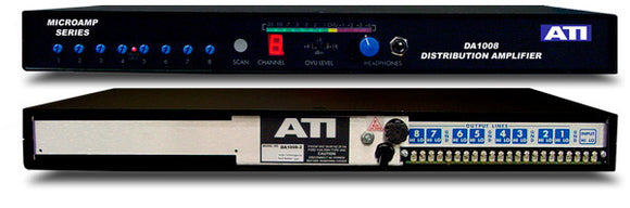 ATI Audio DA1008-2 1X8 Distribution Amplifier metered +22dBm Output Tem Strip I/O