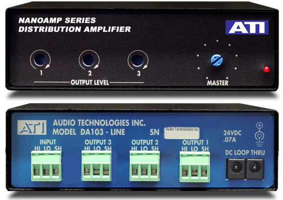 ATI Audio DA103 1X3 Distribution Amp with +22dBm Servo Balanced Outputs