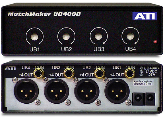 ATI Audio UB400B 4-Ch Unbalanced RCA to Balanced XLR Converter