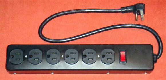 AVB Cable LTS-6E 6 Outlet Metal Power Strip with Short Cord - Black