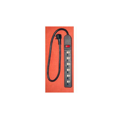 AVB Cable LTS-6H 6 Outlet Strip with Short Cord - Black