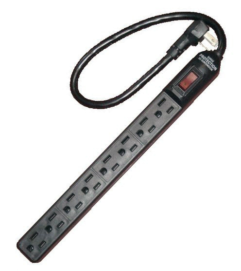 AVB Cable LTS-8S 8 Outlet Strip with a Short Cord - Black