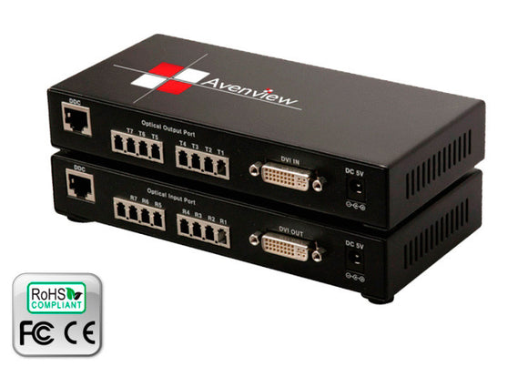 Avenview FO-DVI-DL-330 HDCP Dual Link DVI Over 7LC Fiber Optic Extender