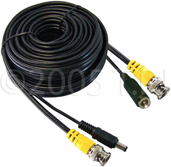 Video & Power Cable with BNC Video & 2.1mmx5.5mm DC Power Connector 150FT