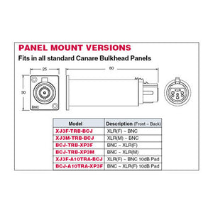 Canare BCJ-TRB-XP3F Digital Audio Impedance Transformer Panel Mount BNC- XLR(F)