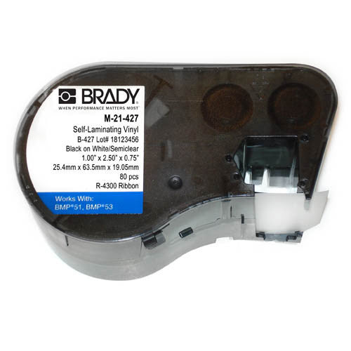 Brady M-51-427 BMP51/BMP53 Label Maker Cartridge - Black on White/Clear