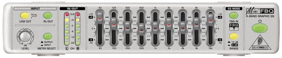 Behringer MiniFBQ FBQ800 Ultra-Compact 9 Band Graphic Equalizer w/FBQ