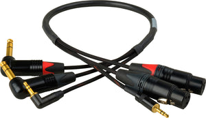 Blackmagic 3 CH Snake XLR and 3.5mm to 1/4 inch and 3.5mm Right angle 2ft