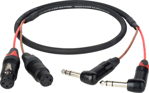 2-CH RA 1/4-Inch to XLR Blackmagic 2.5K Cinema Camera Audio Breakout Cable 3 ft