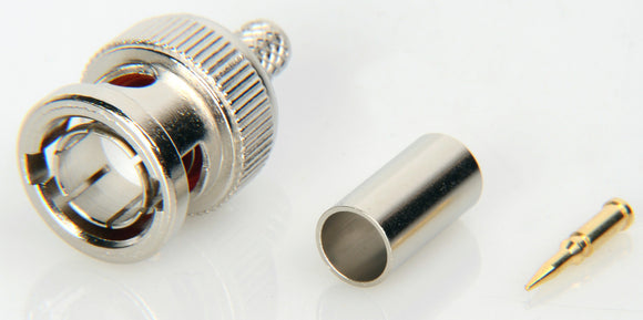 75 ohm BNC Male 3-Piece Crimp Type Connector for RG59 and RG62 Teflon