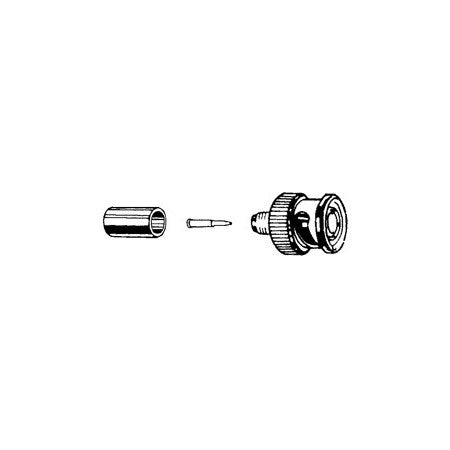 50 ohm BNC Male 3-Piece Crimp Type Connector for RG59 and RG62 Teflon