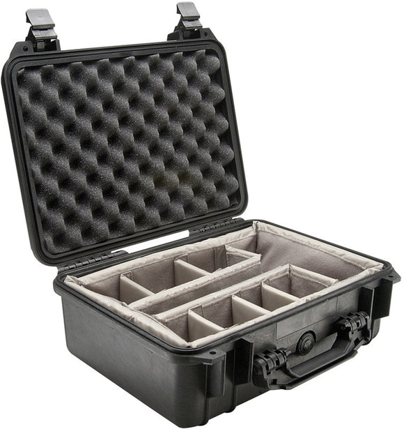 Pelican 1450 Case with Padded Dividers 16inX13inX7in Black