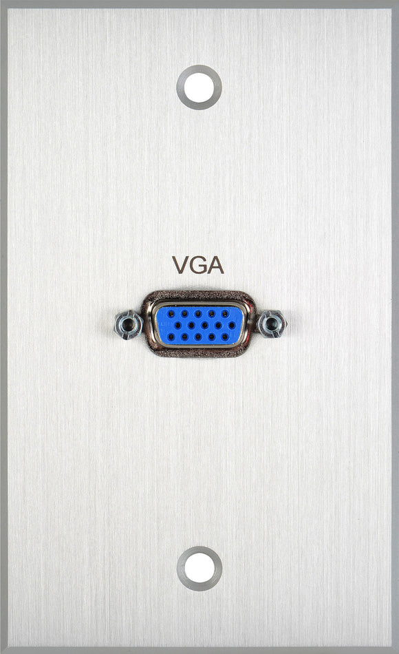 TecNec Board Room Series 1-Gang Clear Anodized Wall Plate with 1 High Density 15-Pin VGA Barrel Connector