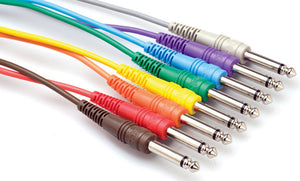 Hosa Patchbay Cable 1/4in TS to 1/4in TS 1.5FT 8-Cable Patch Cord Pack