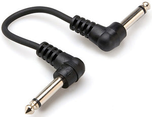 Hosa Pedal Patch Guitar Cable 1/4 TS Right-Angle to 1/4 TS Right Angle 6 Inch 6-Pack