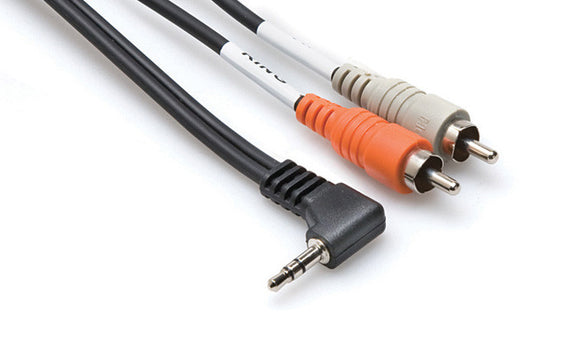 Hosa CMR-203R Right Angle 3.5mm Stereo Mini Male to Dual RCA Male Audio Y-Cable 3FT