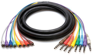 Hosa CPR-805 8-Channel Audio Snake Cable 1/4in TS to RCA 5-Meter