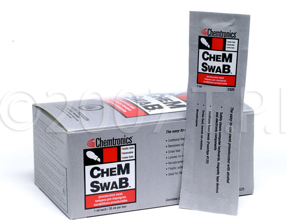 Chemtronics CS25 Chemswab Presaturated 25 Swab Pack