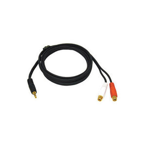 One 3.5mm Stereo Male to Two RCA Stereo Female Y-Cable 6FT