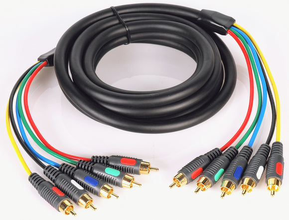 Component Video Cable With Dual RCA Audio and Gold Connectors 10FT