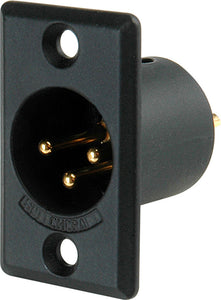 Switchcraft D3MBAU XLR Male 3 Pin Chassis Mount Black Shell/Gold Pins