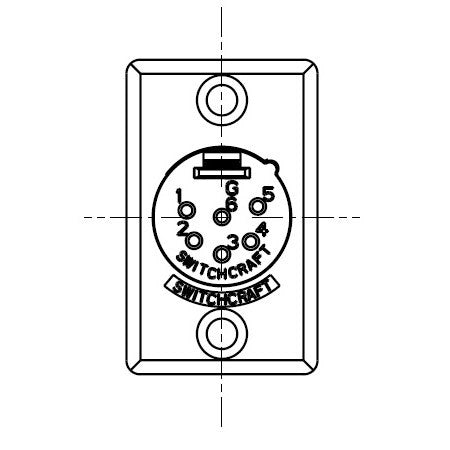 Switchcraft D6MB Male 6-Pin Rectangular XLR Chassis Mount - Black