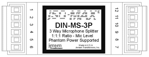 Jensen DIN-MS-3P 3 Way Mic Splitter with Phantom Support Circuitry