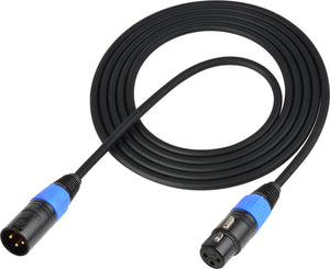 DMX Lighting Control Cable 3-Pin Male to Female Blue 10FT