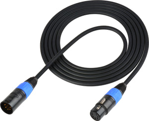 DMX Lighting Control Cable 5-Pin Male to Female Black 20FT