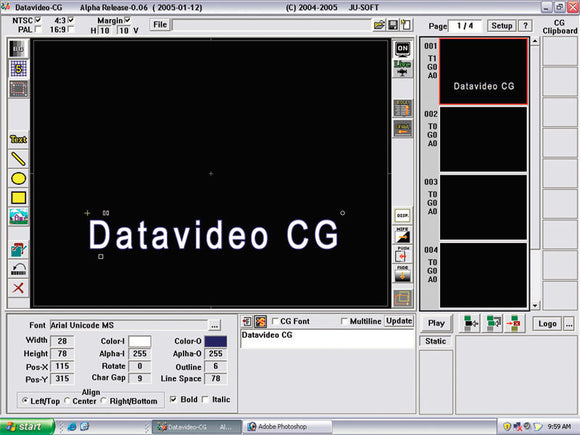 Datavideo CG-100 Standard Definition CG Software Only - Requires Card