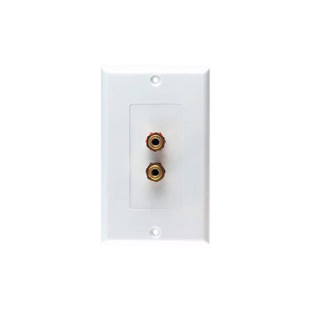 White Decora Wall Plate with 4 Gold Binding Posts