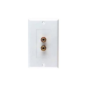 White Decora Wall Plate with 2 Gold Banana Plugs