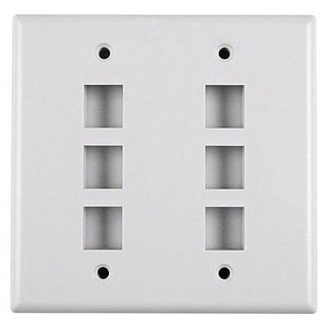 6 Port Dual Gang Stainless Steel Wall Plate