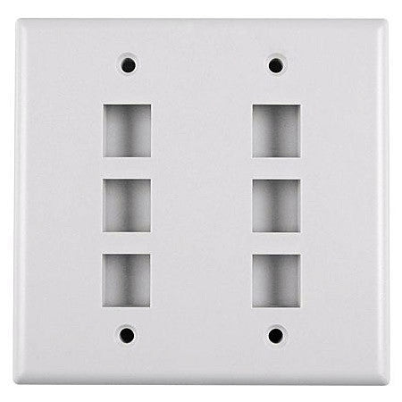 6 Port Dual Gang Stainless Steel Wall Plate