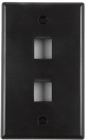 HellermannTyton Two Port Flushmount Faceplate Black