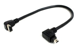 Right Angle 6-Pin Firewire to Right Angle 4-Pin Firewire 1FT Black