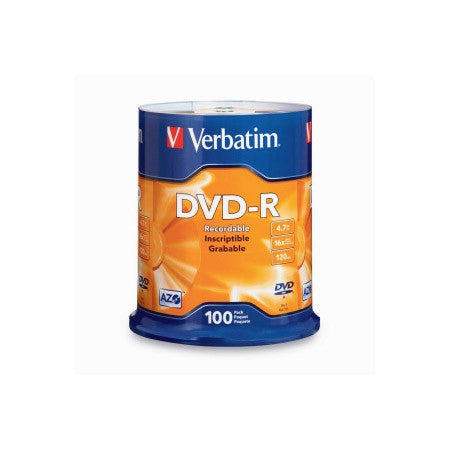 Verbatim 16x DVD-R Media - 100pk 4.7gb Branded Spindle