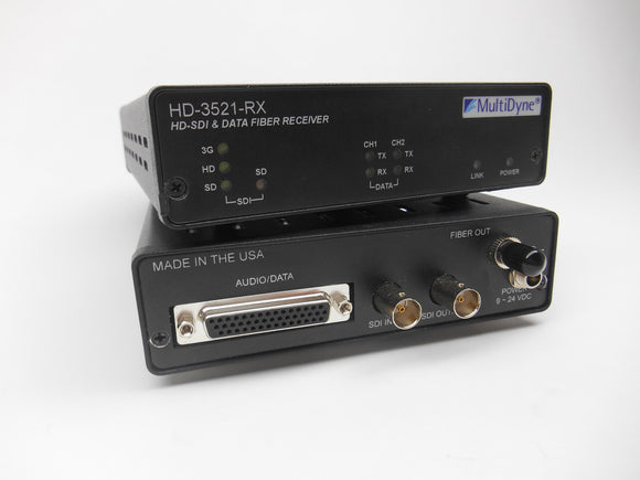 Multidyne HD-3521-GE-RX-ST-S PTZ Receiver: One-way 3G-SDI Gigabit Ethernet 2 Ch RS232/422 & return genlock/sync