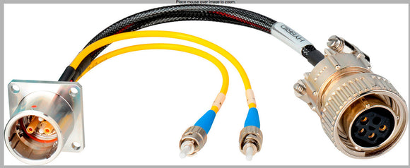 Camplex LEMO EDW to Dual ST & 5-Pin Amp Power Fiber Breakout Cable 6 Inch