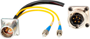 Camplex LEMO EDW to Dual ST & 5-Pin RG Inline Fiber Breakout Cable 6 Inch