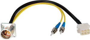 Camplex LEMO EDW to Dual ST & 6-Pin RG Chassis Fiber Breakout Cable 24 Inch